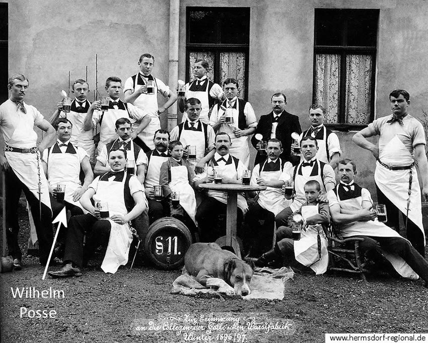 Erinnerungsfoto 1896 / 97 - Gallesche Wurstfabrik Eisenberg